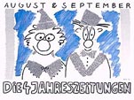 Künstler Bild und Plakat DIE 4 JAHRESZEITUNGEN  für alle die Zeit haben ab fünf vom der Theater Kindertheater Clowntheater Produktion dem Künstler duo August & September